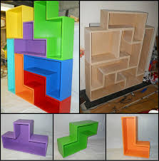 How To Build A Tetris Bookshelf Http Diyprojects Ideas2live4 Com 2016 05 30 How To Build A Tetris Bookcase Bookcase Diy Bookshelves Diy Craft Storage Closet