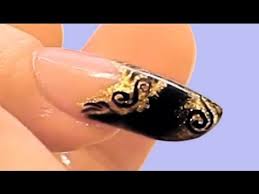 Acrylic nail redesign to black and silver tutorial video by naio nails. Black And Gold Design Acrylic Nail Tutorial Youtube