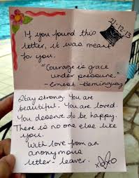 An Anonymous Letter Leaver Letter Of Encouragement Love Letter Examples Small Acts Of Kindness