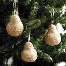 Twine Pear Rustic Christmas Ornaments Set Of 3 Rustic Christmas Ornaments Ornament Set Christmas Ornament Sets