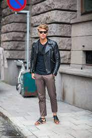 Simple Nice Look Garcon Mens Street Style Black Leather Bomber Jacket Modern Mens Fashion