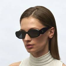 NEW Prada PR17WS 1AB5S0 Black Gray Rectangle Unisex Sunglasses