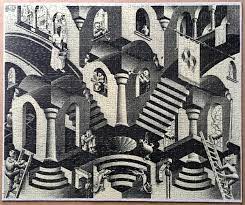 Mc escher self portrait jigsaw puzzle buffalo 1000 piece complete w/ poster. 1000 Selegiochi Concave And Convex Maurits Cornelis Escher Rare Puzzles