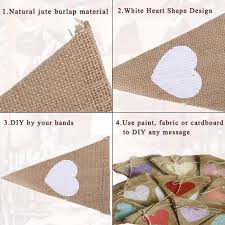 Rustikale Leinen Deko Fur Eine Vintage Hochzeit Die Bedruckten Wimpel Sind Aus Jute Leinen Schon Girlande Hochzeit Hochzeit Rustikal Hochzeitsdekoration