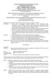 Pusat layanan ptk kemenag merupakan lanjutan dari program padamu negeri yang dirintis oleh kemdikbud sejak 20 mei 2013 hingga juni 2015. Contoh Sk Operator Madrasah Tsanawiyah Doc Masnurul