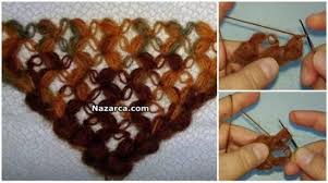 Batik Desenli Orgu Ucgen Fistikli Sal Modeli Aciklamali Nazarca Com Orgu Batik Sal