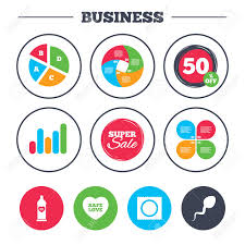 Business Pie Chart Growth Graph Safe Sex Love Icons Condom