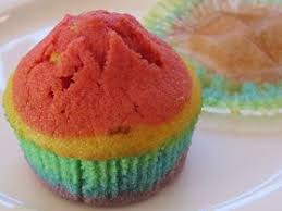 Fur Eine Schulveranstaltung Haben Wir Letzte Woche Zum Ersten Mal Regenbogenmuffins Gebacken Den Teig Haben Wir Nach Dem Rezept Von Susse Kuchen Rezepte Backen