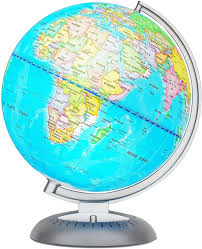 Amazon Com Illuminated World Globe For Kids With Stand Built In Led Light Illuminates For Night View Colorful Easy Read Labels Of Continents Countries Capitals Natural Wonders 8 Inch Diameter Office Products