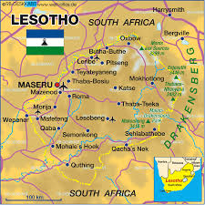 Ranges from 1.388 to 3.400 metres above sea level capital: Map Of Lesotho Country Welt Atlas De