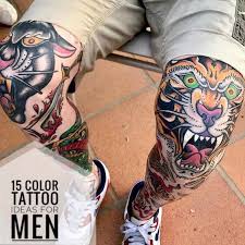 15 Color Tattoo Ideas For Men Traditional Tattoo Knee Knee Tattoo Traditional Tattoo Man