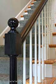 How To Paint Oak Banisters Glossy Black Oak Banister Black Banister Black Painted Stairs