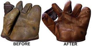 I would say your best bet would be to use some dark leather polish. Baseball Glove Clean Condition