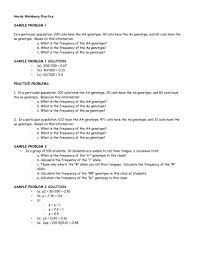 The frequency of the a allele (q). 9 Hardy Weinberg Practice