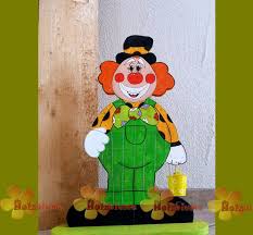 Bunter Clown Als Stehende Holzfigur Holzfiguren Holzblumen Clown