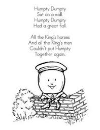 He loves sitting on palace walls. Nursery Rhyme Humpty Dumpty Lesson Plans Worksheets