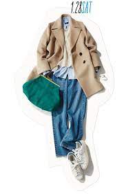 冬のカジュアル上手に 楽しいマインドを反映したデニム スニーカーの正解コーデ baila ファッション コーデ ファッションアイデア