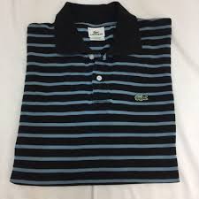 Black And Blue Striped Polo Shirt Lacoste Mens Polo Shirt Black Blue Striped 100 Cotton Made In Peru 8 Ebay With Images Lacoste
