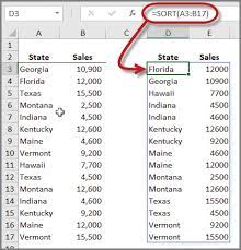 Summary of all us states in alphabetical order. Microsoft Excel A Dynamic New Way To Sort Data Arrays Journal Of Accountancy