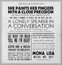 Panic At The Disco The Ballad Of Mona Lisa Ballad Of Mona Lisa Panic At The Disco Disco Songs Lyrics Band Quotes