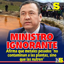 🔴🔵 El #ministro de Desarrollo Agrario y Riego, Ángel Manero Campos,  generó #controversia al afirmar que los #metales pesados presentes en el  agua no contaminan a las plantas, sino que actúan como