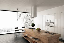 modern butcher block island with cook