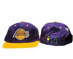 Los Angeles Lakers Tisa Snapback Hat Purple Gold Snapback Hats Hats Purple Gold