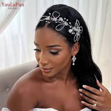 YouLaPan Flower Shape Head Piece for Bride Handmade Rhinestone Bride  Headband Bridal Hair Accessories Woman Headpiece HP574