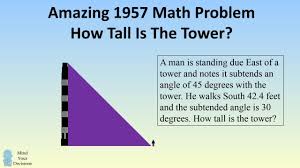 Amazing 1957 Math Problem How Tall Is The Tower Math Math Problems Mathematics