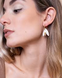 Pendientes Porcelana Pétalo Blanco lustre