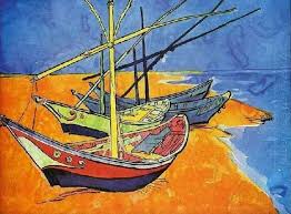 Oil Painting Reproduction Vincent Van Gogh Fishing Boats On The Beach At Saintes Maries De La Mer 1888 Arti Artist Van Gogh Van Gogh Watercolor Van Gogh Art