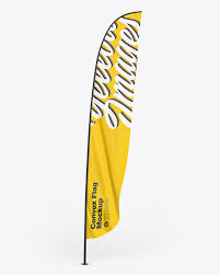 Download Glossy Convex Flag Mockup In Outdoor Advertising Mockups On Yellow Images Object Mockups