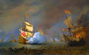 Naval Battle During The Anglo Dutch War Anglo Dutch Wars Sea Battle Boat Painting