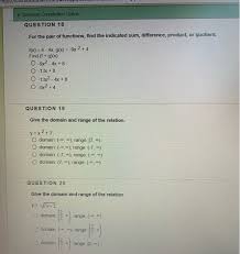 Solved Question 15 For The Given Functions Fand G Find T Chegg Com