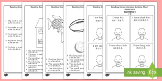 Some of the worksheets displayed are nonfiction reading test 1, composition reading comprehension, grade 5 reading practice test. Reading Comprehension Worksheet Activity Sheets English Mandarin Chinese