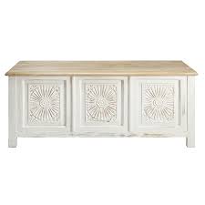 antique white solid mango wood sculpted trunk maisons du monde manguier malle de rangement maison du monde