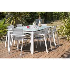 Tables hautes d'extérieurtables bistrot vous trouverez dans notre sélection celle qui correspond à la décoration de votre jardin et à vos goûts. Ensemble Table De Jardin Rallonge Automatique En Aluminium Et Plateau Verre Anti Rayure 6 Fauteuils En Aluminium Et Textil Mykonos Tbverre 6ft