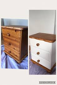 Used Rustoleum Chalky Finish Furniture Paint To Upcycle Old Pine Bedside Unit Wooden Bedroom Furniture Painted Furniture Pine Furniture
