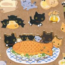 cute kutusita nyanko cat sticker fish cake food cat stickers fish cake cats