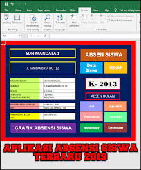 Menu Utama Aplikasi Absensi Siswa Kurikulum 2013 Otomatis Siap Cetak Microsoft Excel Excel School Posters
