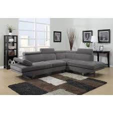 Metairie Gray Fabric Sectional Removable Headrests Living Room Sectional Modern Sectional Living Room Sectional Sofa Couch