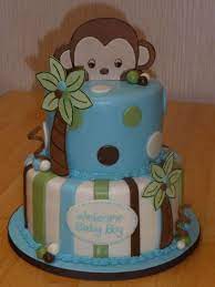 Perfect For A Baby Boy Shower Baby Shower Cakes Monkey Baby Shower Shower Cakes