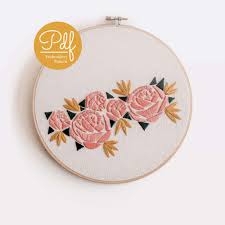 Pattern transfer instructions are included in the pdf. Geometric Florals Embroidery Pattern Brynn Co
