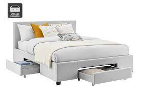 All 3 drawers are on the same side of the bed frame, which is reversible, allowing the drawers to be accessed from either side. Shangri La Bed Frame Venice 3 Drawer Collection Pewter Grey Queen Kogan Com