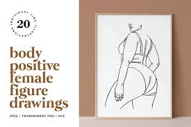 Make the lines corresponding to the form of the neck, shoulders, hands, body and legs. Body Positive Female Figure Line Art Pre Designed Photoshop Graphics Creative Market