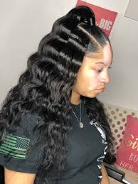 Maybe you would like to learn more about one of these? Half Up Half Down With Crimps Black Women Birthday Hairstyles Hair Ponytail Styles Half Up Half Down Hair