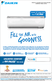 Tv ad attribution & benchmarking. Daikin Inverter Ac Range Starts From Rs 27900 Ad Advert Gallery