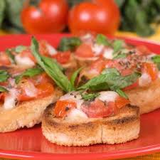 Bruschetta Al Pomodoro Fresco Tomate Mozzarella Lebensmittel Essen Gesunde Partyrezepte