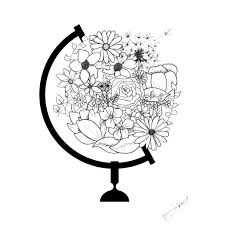 Floral Globe Floral Inspiration Flowers Tattoo Design Sketch Drawing Idea Travel Globe Tattoos Tattoo Design Drawings Flower Tattoo Designs