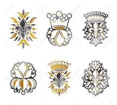 Free for commercial use no attribution required high quality images. Lily Flowers Royal Symbols Floral And Crowns Emblems Set Royalty Free Cliparts Vectors And Stock Illustration Image 68945472